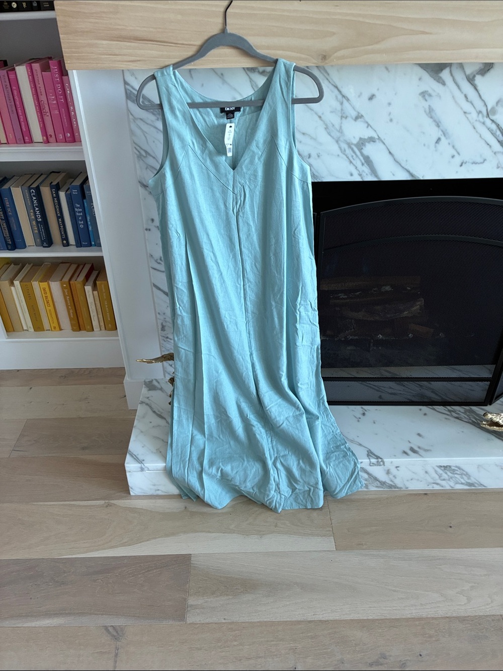 DKNY Seafoam Green V-Neck Sleeveless Slip Dress